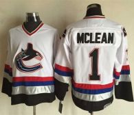 Vancouver Canucks -1 Kirk Mclean White Black CCM Throwback Stitched NHL Jersey