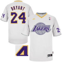 Autographed New Los Angeles Lakers -24 Kobe Bryant White Fashion Stitched NBA Jersey