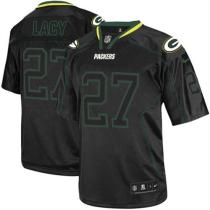 Nike Green Bay Packers #27 Eddie Lacy Lights Out Black Men's Stitched NFL Elite Jersey