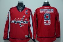 Washington Capitals -8 Alex Ovechkin Red USA Flag Fashion Stitched NHL Jersey