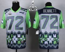 Nike Seattle Seahawks #72 Michael Bennett Grey Super Bowl XLIX Men's Stitched NFL Elite Noble Fashio
