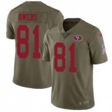 Nike 49ers -81 Terrell Owens Olive Stitched NFL Limited 2017 Salute to Service Jersey