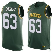 Nike Green Bay Packers -63 Corey Linsley Green Team Color Stitched NFL Limited Tank Top Jersey