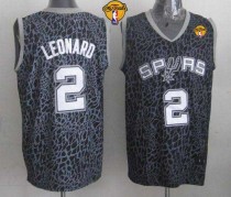 San Antonio Spurs -2 Kawhi Leonard Black Crazy Light Finals Patch Stitched NBA Jersey
