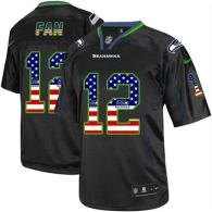 Nike Seattle Seahawks #12 Fan Black Men‘s Stitched NFL Elite USA Flag Fashion Jersey
