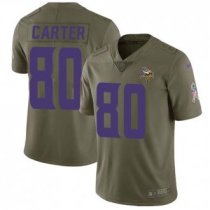 Nike Vikings -80 Cris Carter Olive Stitched NFL Limited 2017 Salute to Service Jersey
