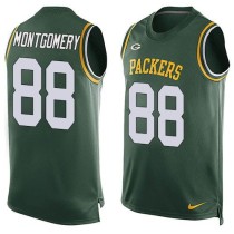 Nike Green Bay Packers -88 Ty Montgomery Green Team Color Stitched NFL Limited Tank Top Jersey