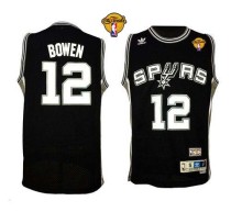 San Antonio Spurs -12 Bruce Bowen Black Throwback Finals Patch Stitched NBA Jersey