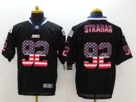 Nike New York Giants #92 Michael Strahan Black Men's Stitched NFL Elite USA Flag Fashion Jersey