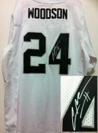 Nike Oakland Raiders #24 Charles Woodson White Men's Stitched NFL Elite Autographed Jersey