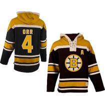 Boston Bruins -4 Bobby Orr Black Sawyer Hooded Sweatshirt Stitched NHL Jersey