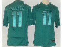 NEW Miami Dolphins -11 Mike Wallace Green Jerseys(Drenched Limited)