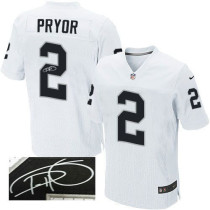 Nike NFL Men Oakland Raiders #2 Terrelle Pryor Elite White Autographed Stitched Jersey