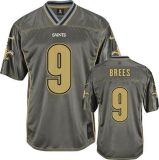 Nike New Orleans Saints #9 Drew Brees Grey Men's Stitched NFL Elite Vapor Jersey