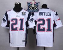 Nike New England Patriots -21 Malcolm Butler White Super Bowl XLIX Champions Patch Mens Stitched NFL