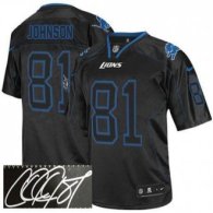 NEW Detroit Lions -81 Calvin Johnson Blue White Drift Fashion II Elite NFL Jerseys