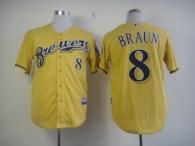 Milwaukee Brewers -8 Ryan Braun Yellow Alternate Cool Base Stitched MLB Jersey