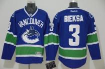 Vancouver Canucks -3 Kevin Bieksa Blue Stitched NHL Jersey