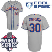 New York Mets -30 Michael Conforto Grey Road Cool Base W 2015 World Series Patch Stitched MLB Jersey