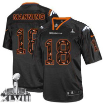 Nike Denver Broncos #18 Peyton Manning New Lights Out Black Super Bowl XLVIII Men's Stitched NFL Eli