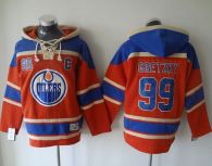 Edmonton Oilers -99 Wayne Gretzky Orange Sawyer Hooded Sweatshirt Stitched NHL Jersey