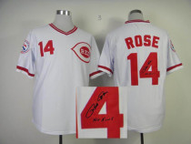 MLB Cincinnati Reds -14 Pete Rose Stitched White Autographed Jersey