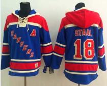 New York Rangers -18 Marc Staal Blue Sawyer Hooded Sweatshirt Stitched NHL Jersey