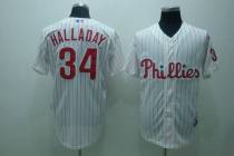 Philadelphia Phillies #34 Roy Halladay Stitched White Red Strip MLB Jersey
