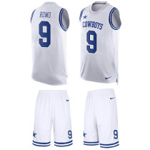 Cowboys -9 Tony Romo White Stitched NFL Limited Tank Top Suit Jersey