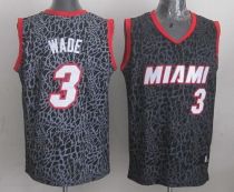 Miami Heat -3 Dwyane Wade Black Crazy Light Stitched NBA Jersey