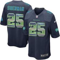 Nike Seahawks -25 Richard Sherman Steel Blue Team Color Stitched NFL Limited Strobe Jersey