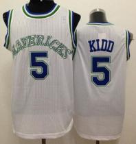 Dallas Mavericks -5 Jason Kidd White Throwback Stitched NBA Jersey