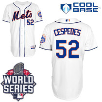 New York Mets -52 Yoenis Cespedes White Home Cool Base W 2015 World Series Patch Stitched MLB Jersey