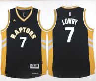 Toronto Raptors -7 Kyle Lowry Black Gold Stitched NBA Jersey