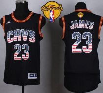 Cleveland Cavaliers -23 LeBron James Black USA Flag Fashion The Finals Patch Stitched NBA Jersey
