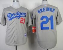 Los Angeles Dodgers -21 Zack Greinke Grey Cool Base Stitched MLB Jersey