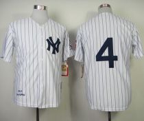 Mitchelland Ness 1939 New York Yankees -4 Lou Gehrig White Throwback Stitched MLB Jersey