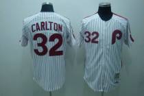 Mitchell and Ness Philadelphia Phillies #32 Steve Carlton Stitched White Red Strip Throwback MLB Jer