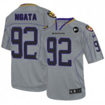 Nike Ravens -92 Haloti Ngata Lights Out Grey With Art Patch Men Stitched NFL Elite Jersey