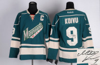 Autographed Minnesota Wild -9 Mikko Koivu Stitched Green NHL Jersey