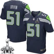 Nike Seattle Seahawks #51 Bruce Irvin Steel Blue Team Color Super Bowl XLIX Men‘s Stitched NFL Elite