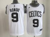 Boston Celtics -9 Rajon Rondo White Black No Stitched NBA Jersey