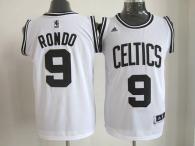 Boston Celtics -9 Rajon Rondo White Black No Stitched NBA Jersey