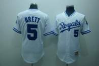 Mitchell and Ness Kansas City Royals -5 George Brett Stitched White Throwback MLB Jersey
