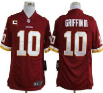 Nike Redskins -10 Robert Griffin III Burgundy Red Team Color With C Patch Stitched NFL Game Jersey