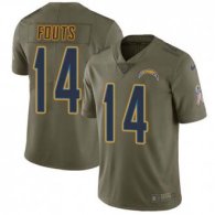 Nike Chargers -14 Dan Fouts Olive Stitched NFL Limited 2017 Salute to Service Jersey