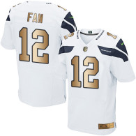 Nike Seahawks -12 Fan White Stitched NFL Elite Gold Jersey