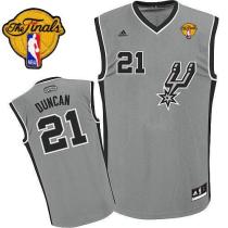 San Antonio Spurs -21 Tim Duncan Grey Alternate Finals Patch Stitched NBA Jersey