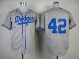 Mitchell and Ness 1955 Los Angeles Dodgers -42 Jackie Robinson Grey Throwback Stitched MLB Jersey