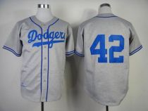 Mitchell and Ness 1955 Los Angeles Dodgers -42 Jackie Robinson Grey Throwback Stitched MLB Jersey
